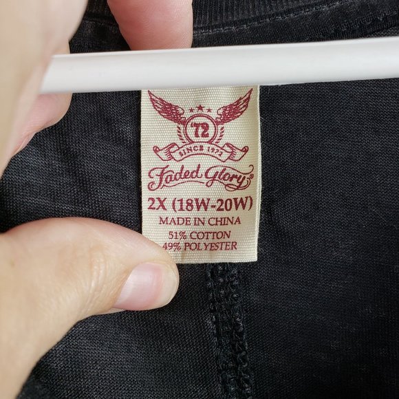 Faded Glory Women's Size 2X Long Sleeve Burnout Tee Charcoal Gray Long Sleeve - Picture 3 of 6